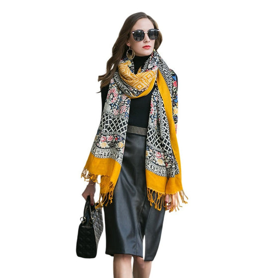 Anyyou 100% Pure Merino Wool Orange Bead And Reel Stylish Poncho For Women
