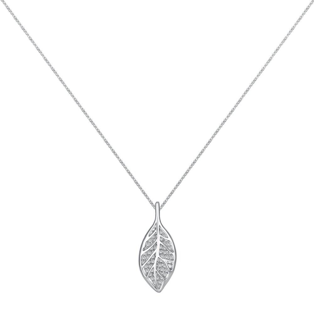 Anyco Necklace Silver High Quality Necklace 925 Sterling Silver Leaf Pendant