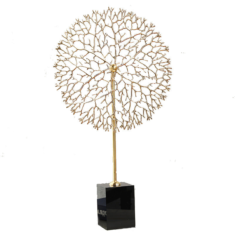 Anyhouz Tabletop Metal Tree Home Decor Marble Base 33cm