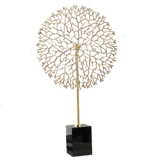 Anyhouz Tabletop Metal Tree Home Decor Marble Base 33cm