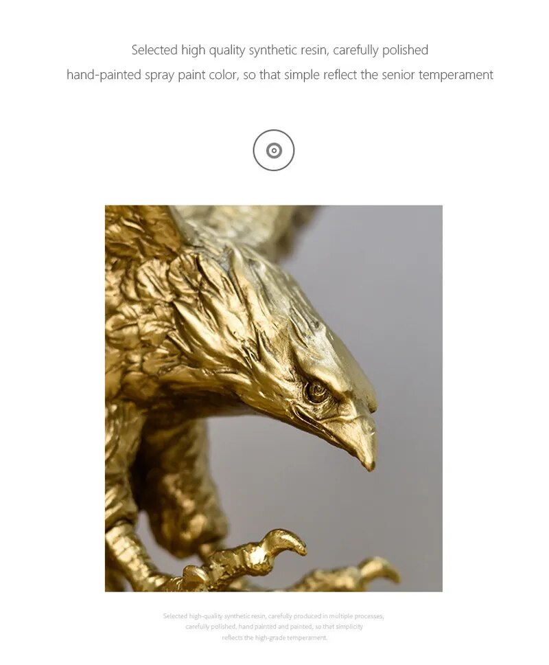 Anyhouz Home Figurine Golden Eagle Statue Medium Resin