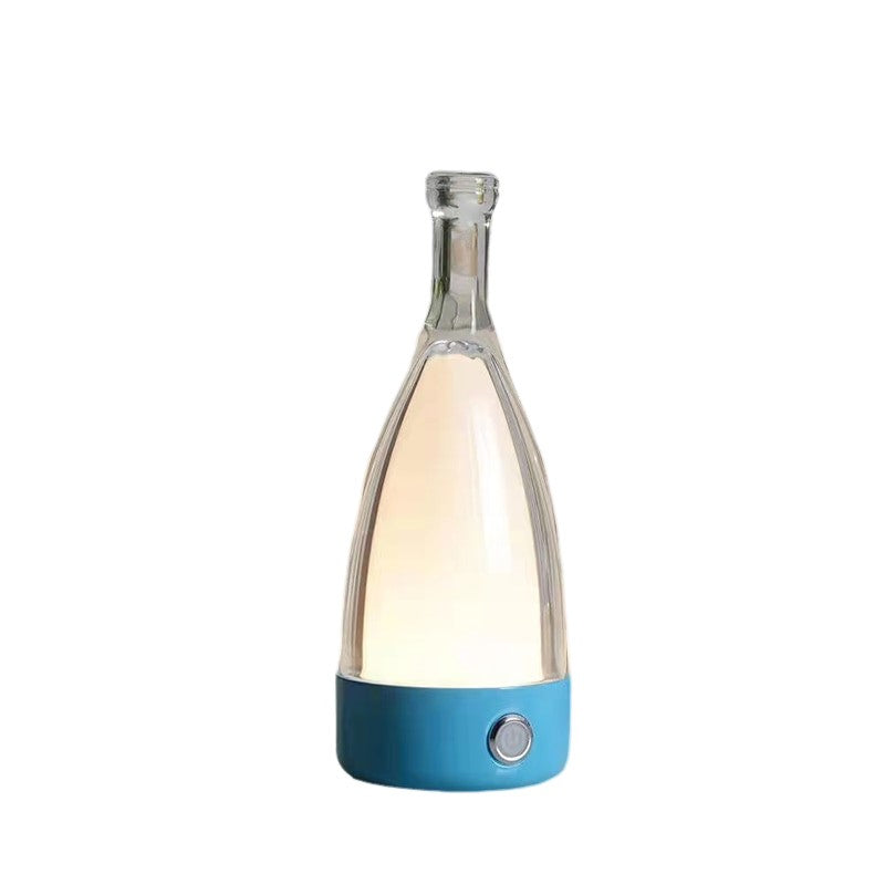 Anyhouz Luxury Lamp Bluetooth Speaker Blue Wine Bottle Home Decor USB Rechargeable Table Accents for Bedroom Hotel Living Room