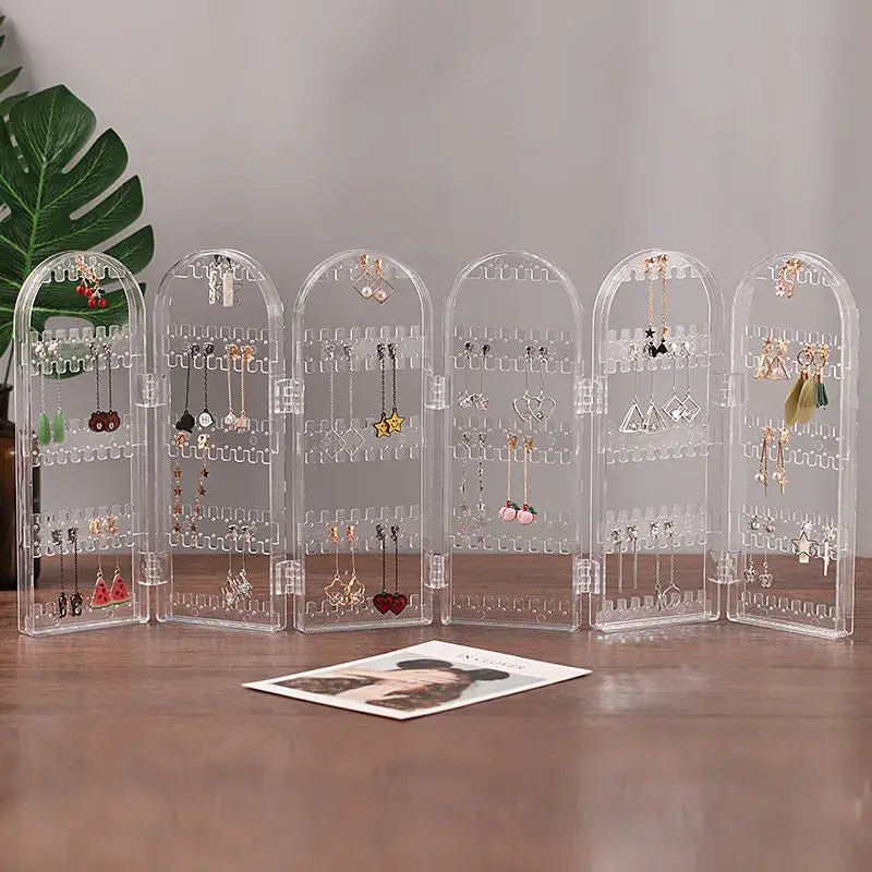 Anyhouz Jewelry Shelf Stand Holder 3 Transparent Fans Panels