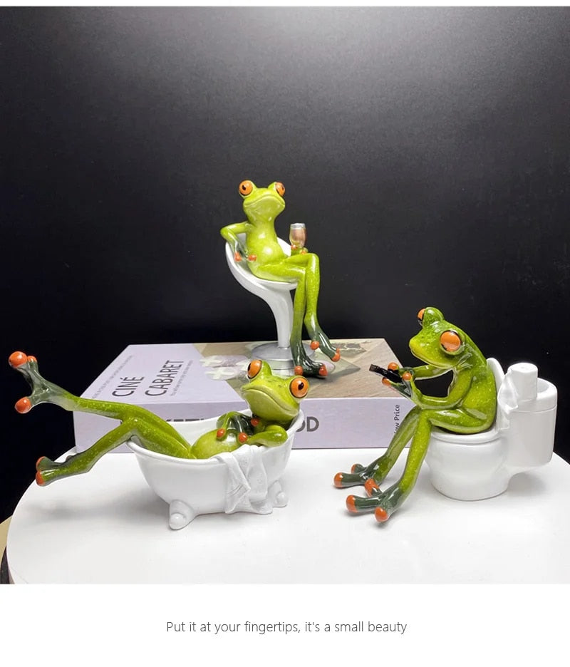 Anyhouz Home Figurine Nordic Bathtub Frog Resin