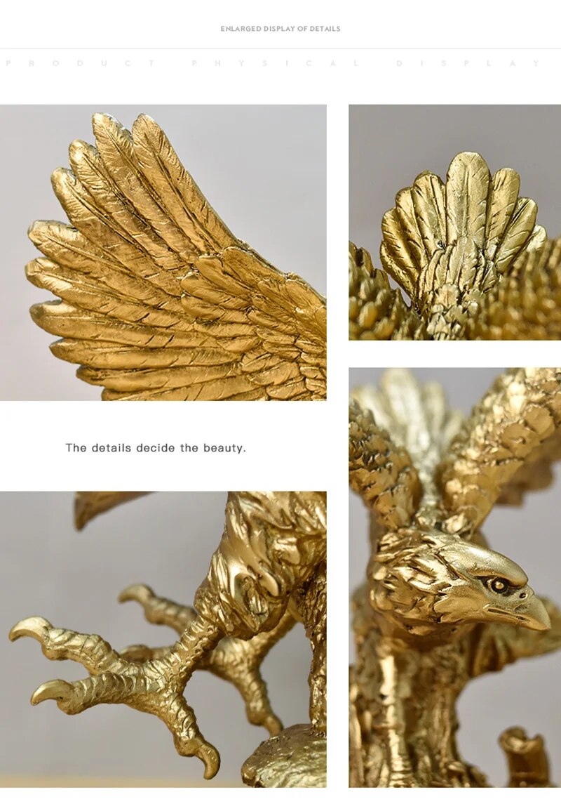 Anyhouz Home Figurine Golden Eagle Statue Medium Resin