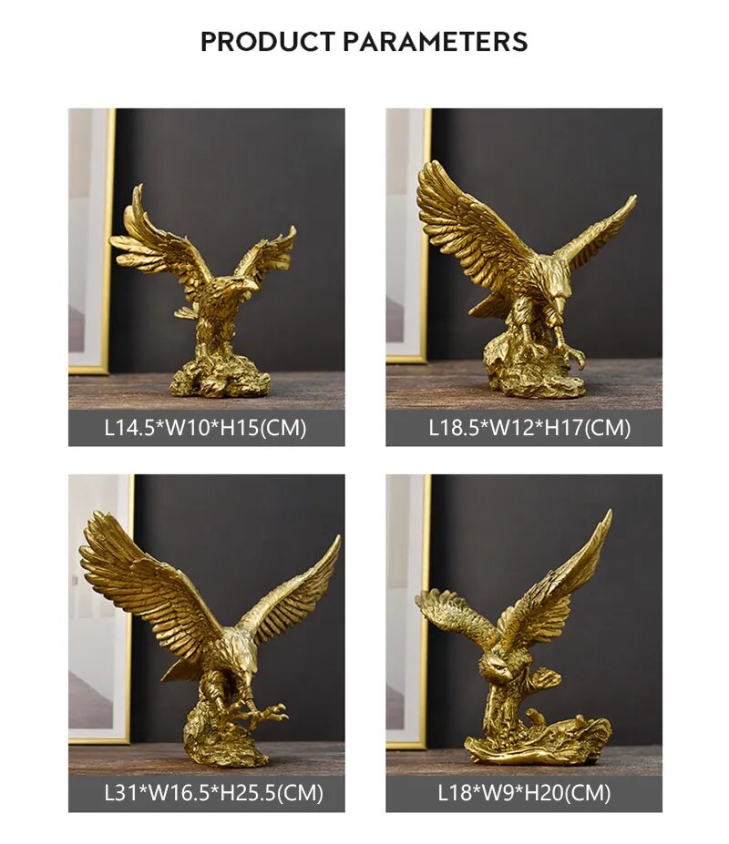 Anyhouz Home Figurine Golden Eagle Statue Medium Resin