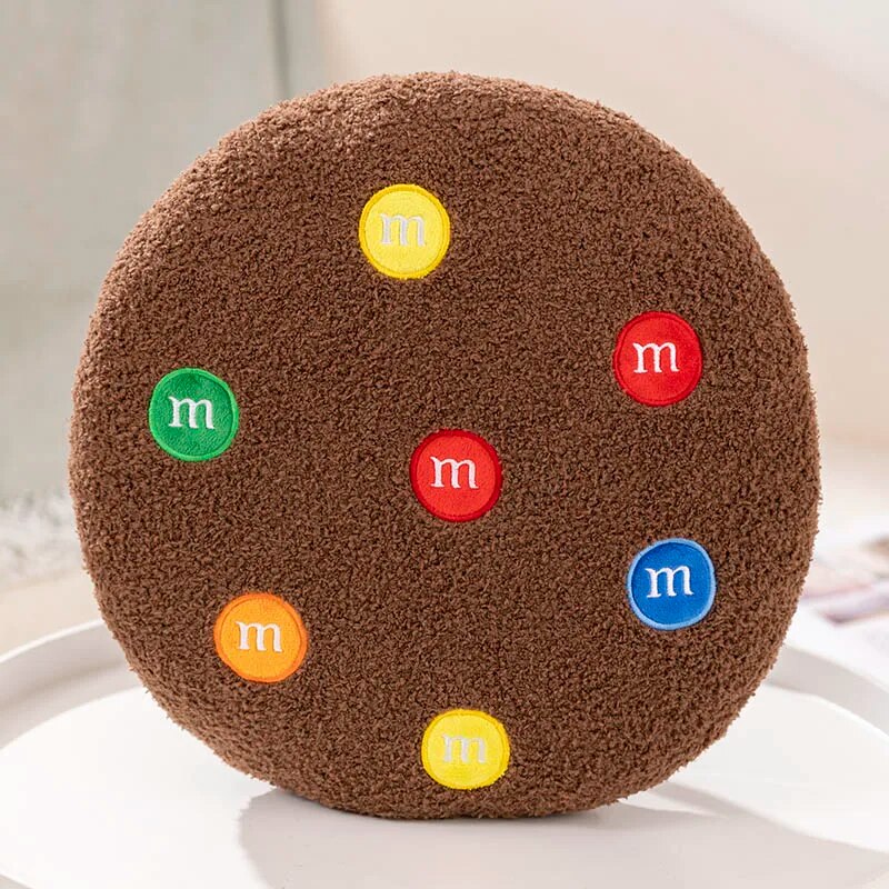 Anyhouz Plush Pillow Dark Brown Chocolate Cookies Biscuit Shape Stuffed Soft Pillow Seat Cushion Room Decor 36cm