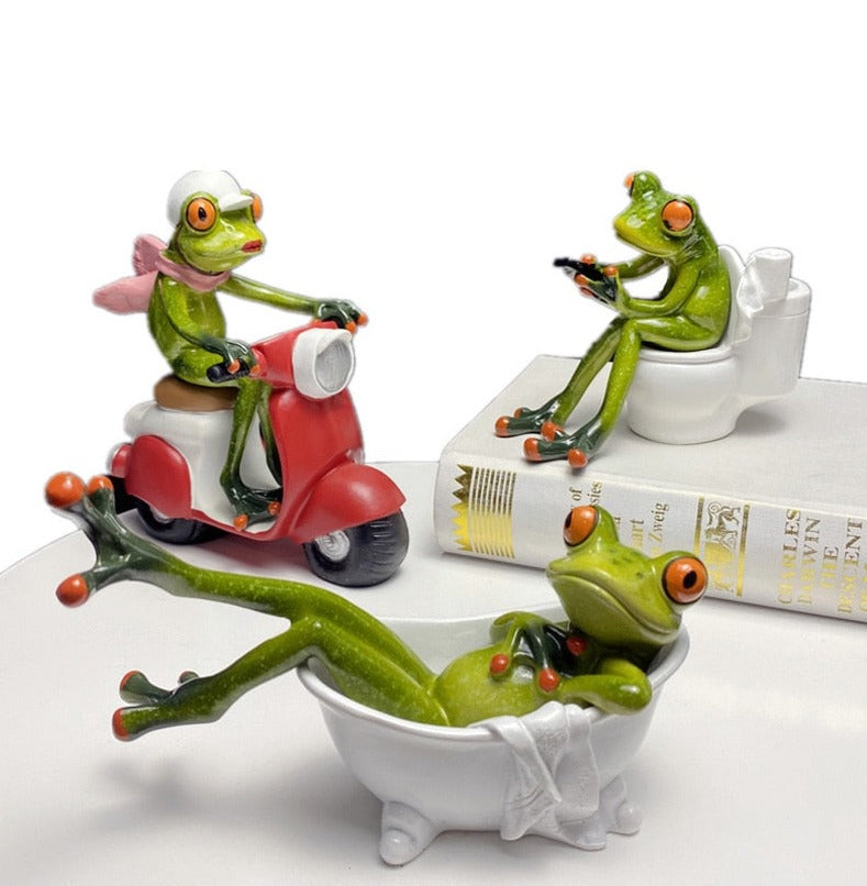 Anyhouz Home Figurine Nordic Bathtub Frog Resin