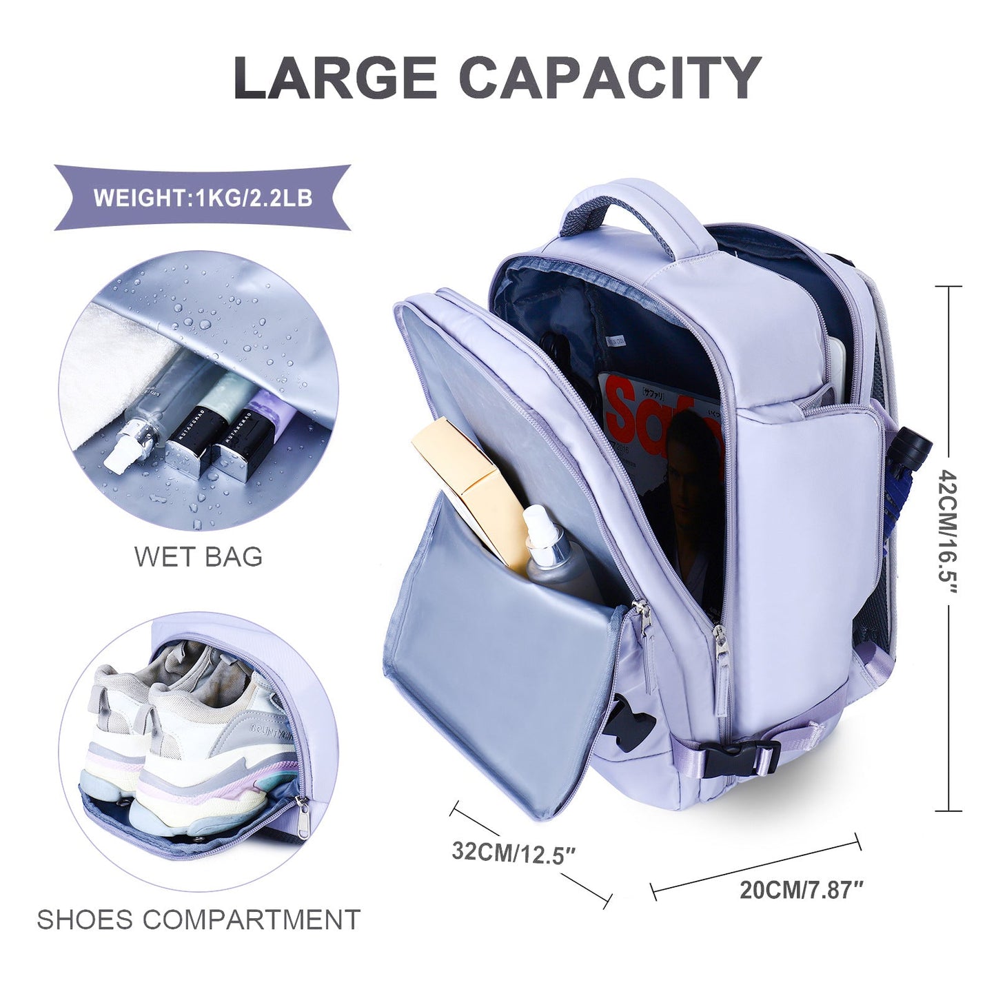 Anypack Backpack Blue Multi-Function Luggage  Large Capacity