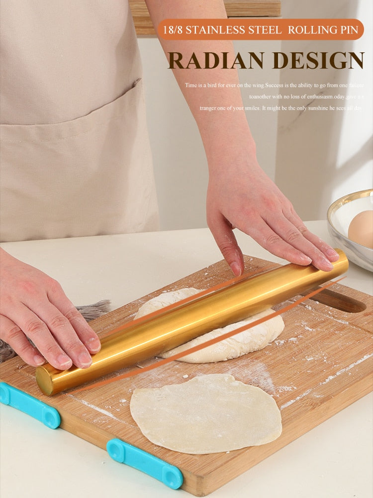 Anygleam New Gold Stainless Steel 1 Pc Stainless Steel Rolling Pin