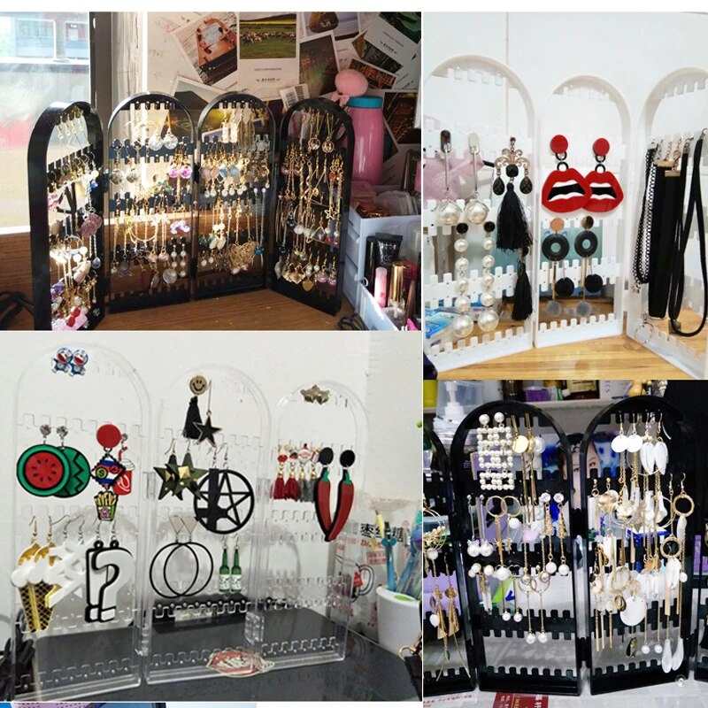 Anyhouz Jewelry Shelf Stand Holder 6 Transparent Fans Panels