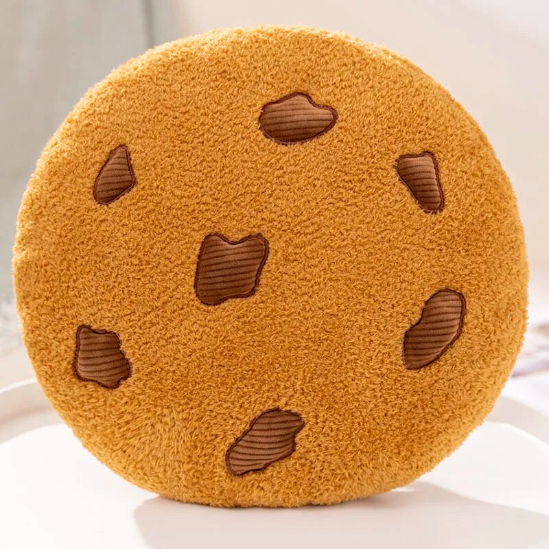 Anyhouz Plush Pillow Light Brown Chocolate Cookies Biscuit Shape Stuffed Soft Pillow Seat Cushion Room Decor 36cm