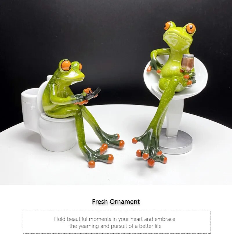 Anyhouz Home Figurine Nordic Bathtub Frog Resin