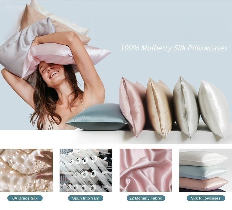 Anyhouz Pillowcase 50x75cm Pink Natural Mulberry Silk For Comfortable And Relaxing Home Bed