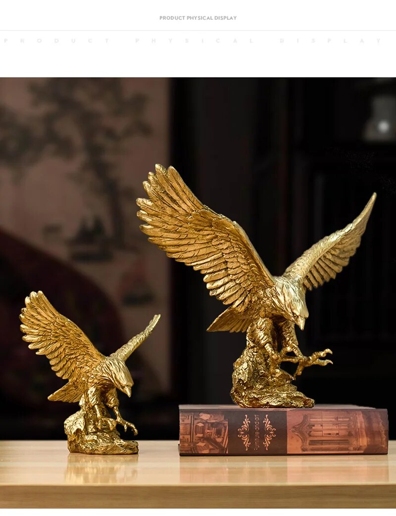 Anyhouz Home Figurine Golden Eagle Statue Medium Resin