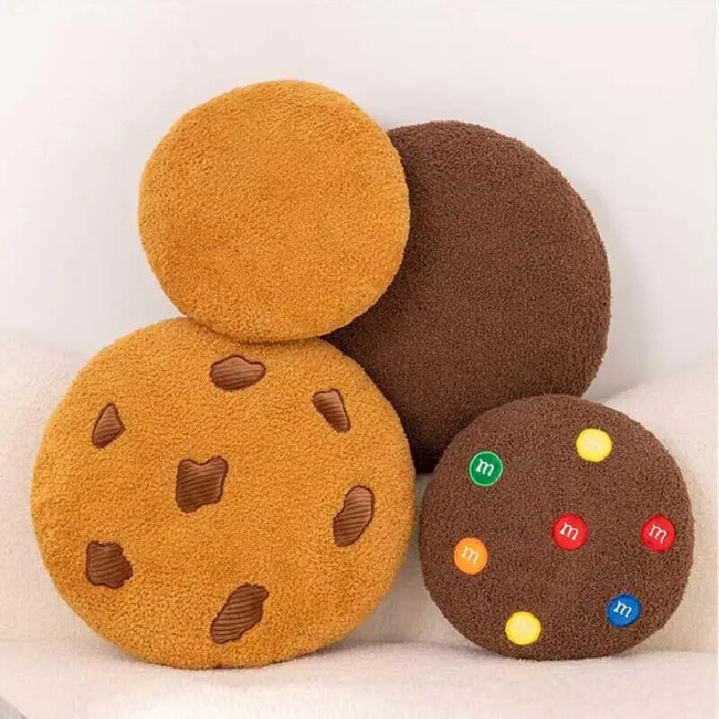 Anyhouz Plush Pillow Light Brown Chocolate Cookies Biscuit Shape Stuffed Soft Pillow Seat Cushion Room Decor 36cm