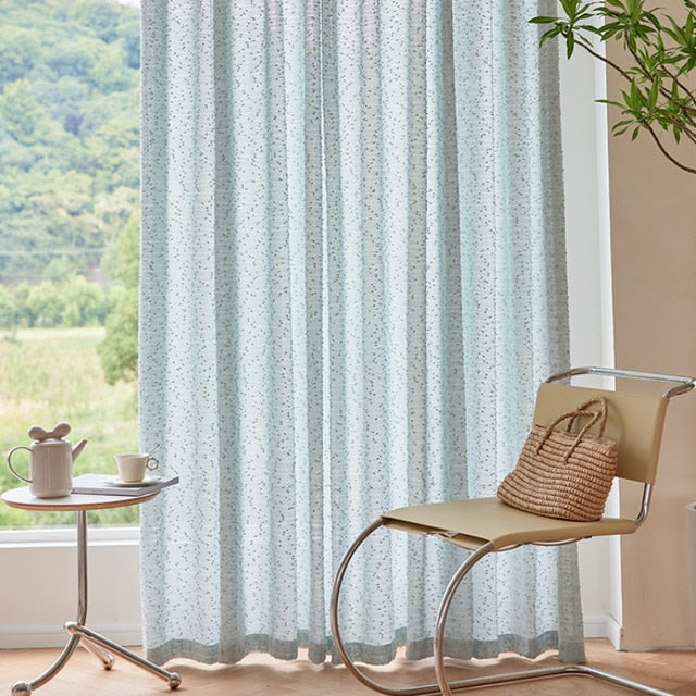 Anyhouz Curtains Blue Retro Style Texture Fashion Decor 100cm