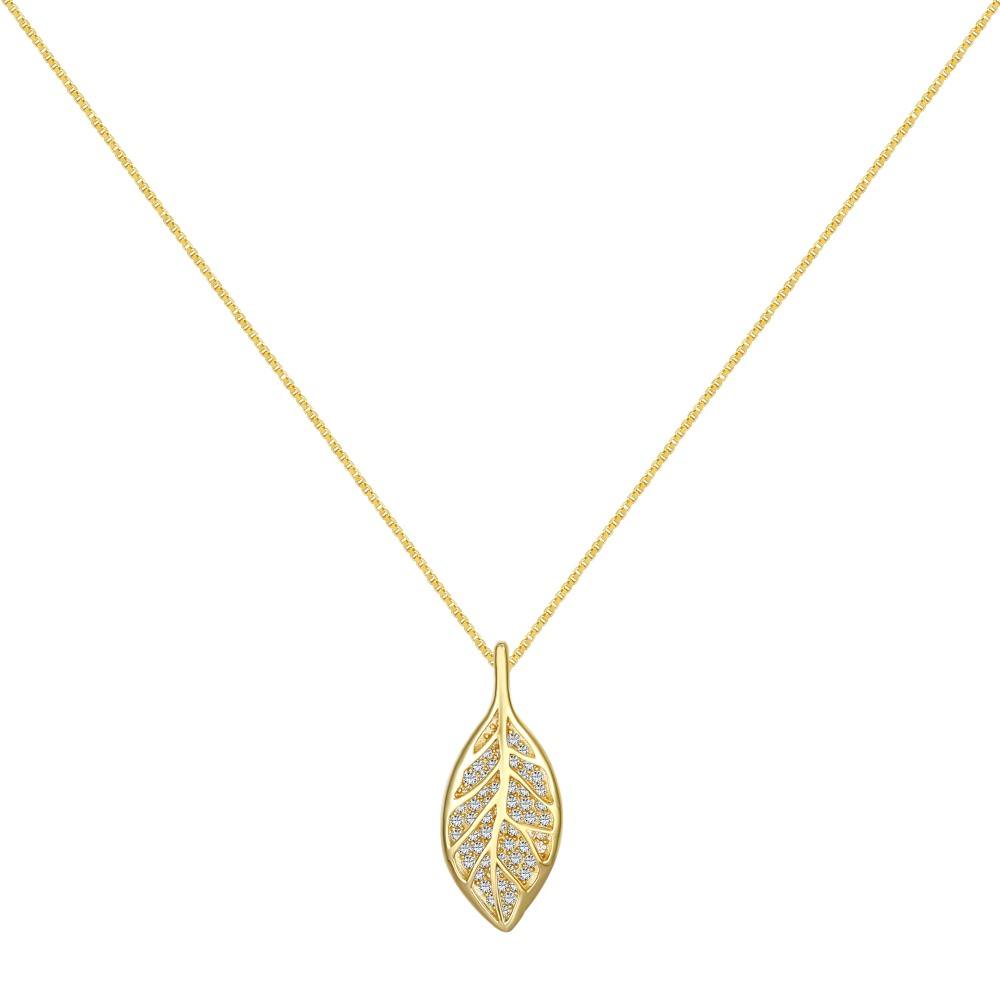 Anyco Necklace Gold High Quality Necklace 925 Sterling Silver Leaf Pendant