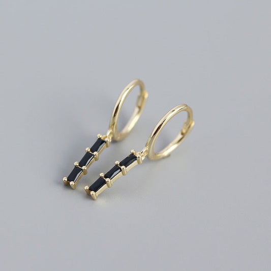 Anyco Earrings Bohemian Long Gold Tassel Geometric Crystal Jewelry Black