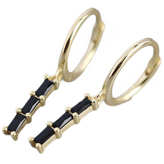 Anyco Earrings Bohemian Long Gold Tassel Geometric Crystal Jewelry Black
