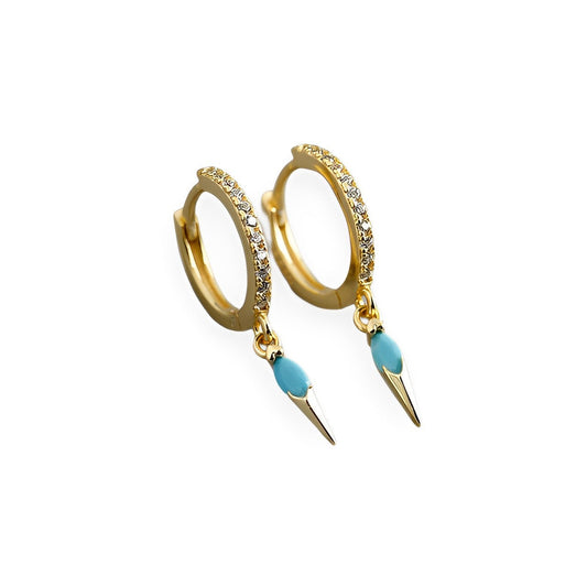 Anyco Earrings Gold Plated Bohemian Geometric Blue Zircon Jewelry