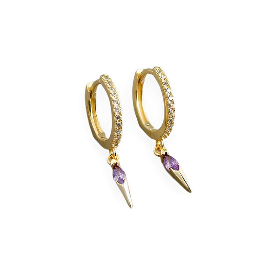 Anyco Earrings Gold Plated Bohemian Geometric Purple Zircon Jewelry