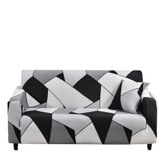 Anyhouz Sofa Cover Black White Geometric Style 4 Seater