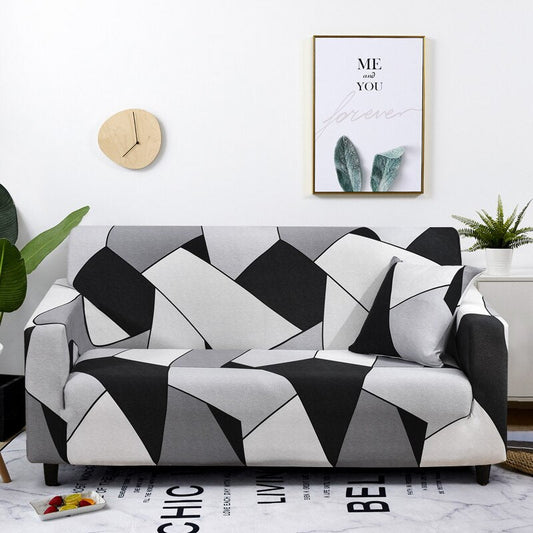 Anyhouz Sofa Cover Black White Geometric Style 3 Seater