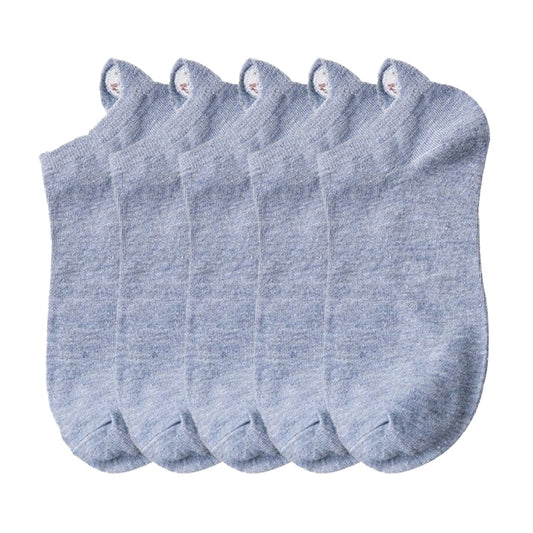 Anysox 5 Pairs One Size 4-5 Blue Unisex Candy Color Cotton Short Cute Socks