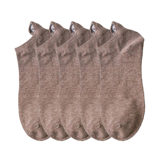 Anysox 5 Pairs One Size 4-5 Coffee Unisex Candy Color Cotton Short Cute Socks