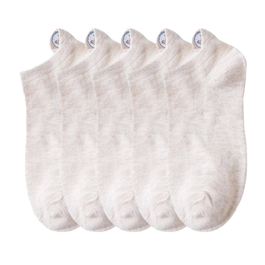 Anysox 5 Pairs One Size 4-5 Beige Unisex Candy Color Cotton Short Cute Socks