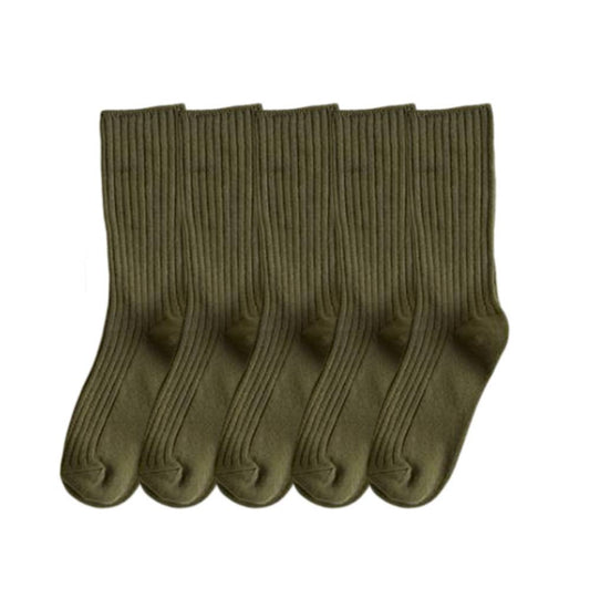 Anysox 5 Pairs One Size 36-43 Green Retro Long Knitted Socks