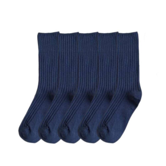 Anysox 5 Pairs One Size 36-43 Blue Retro Long Knitted Socks