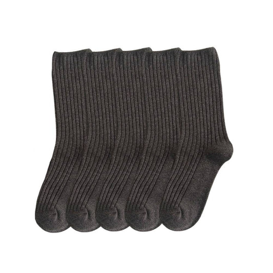 Anysox 5 Pairs One Size 36-43 Gray Retro Long Knitted Socks