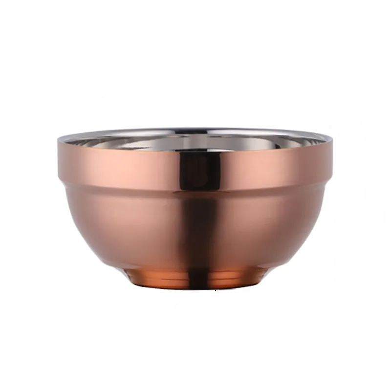 Anygleam Rose Gold 5Pcs Big Stainless Steel Rice Bowl Single Anti-Scalding Layer Cooking Utensil