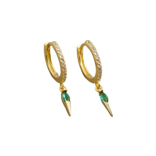 Anyco Earrings Gold Plated Bohemian Geometric Green Zircon Jewelry