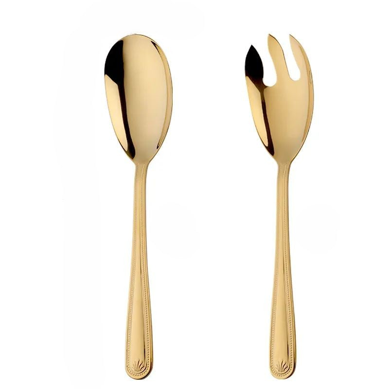 Anygleam Gold Stainless Steel 2 Pcs Giant Salad Spoon and Fork Set