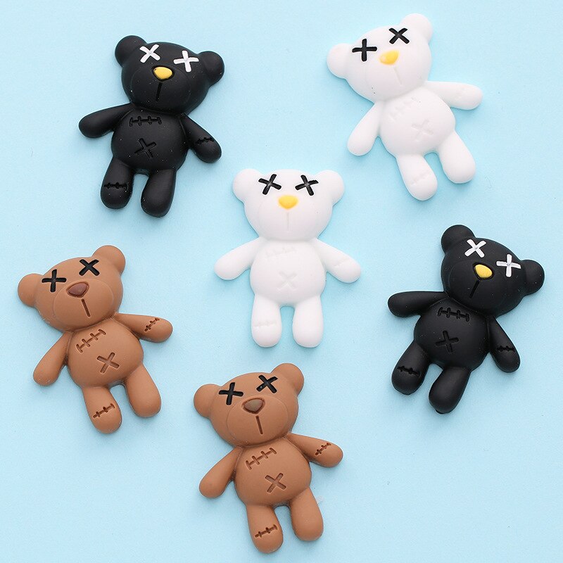 Anykidz White Teddy Bear Shoe Charm Accessories Jeans Clogs Pendant Pin Designer Ornament Jibbitz for Crocs