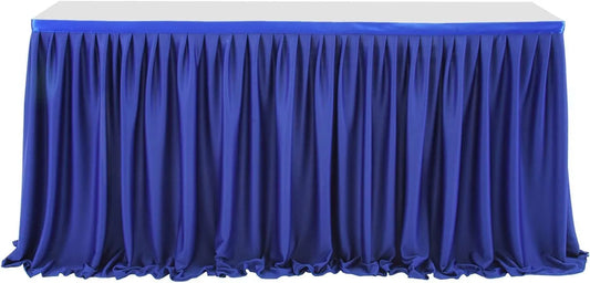 Anydrape Table Skirt Blue Polyester Pleated Ruffle Dining Tablecloth For Wedding Banquet Birthday Party Table Decoration 6FT