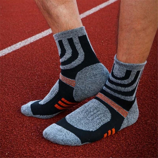 Anysox 5 Pairs One Size 5-11 Grey Green Cotton Compression Trekking Socks