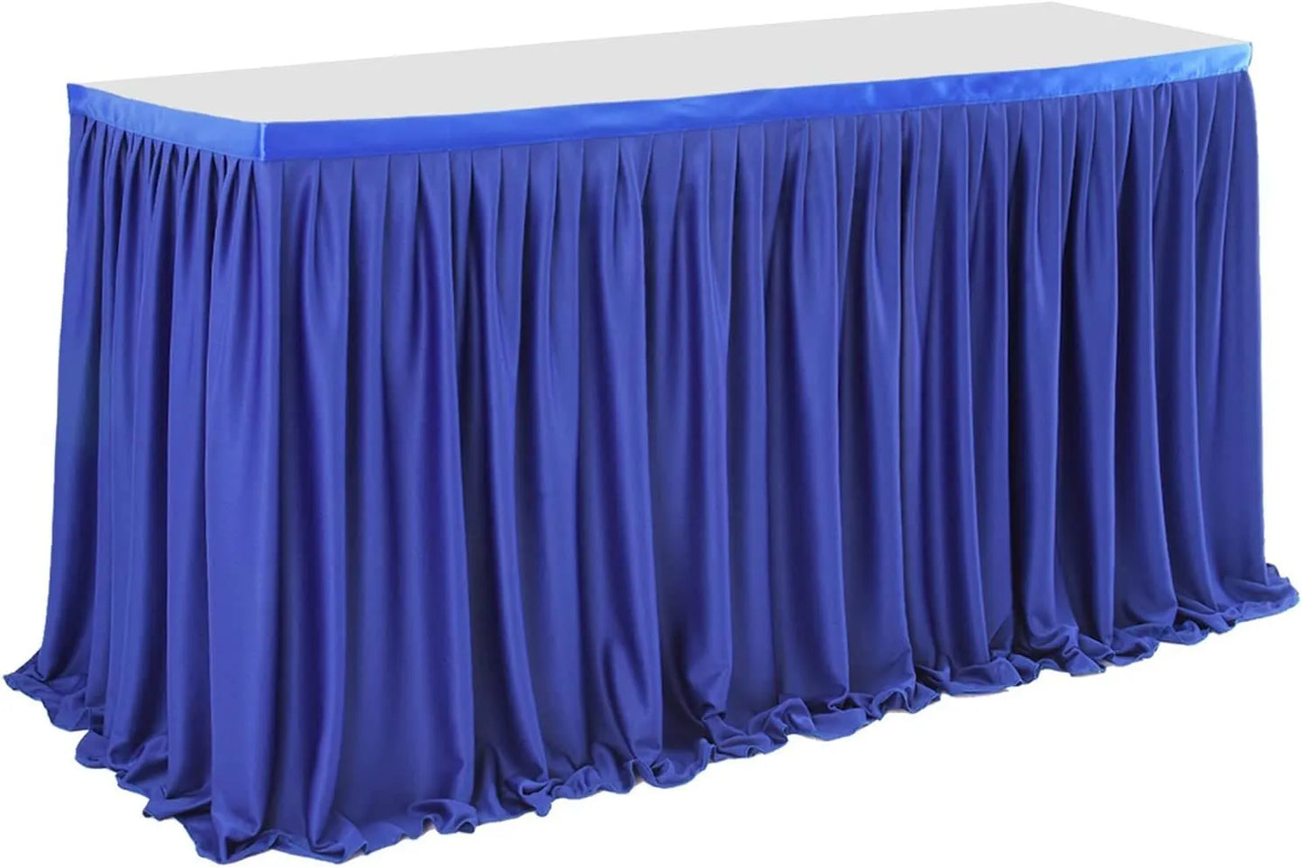 Anydrape Table Skirt Blue Polyester Pleated Ruffle Dining Tablecloth For Wedding Banquet Birthday Party Table Decoration 6FT