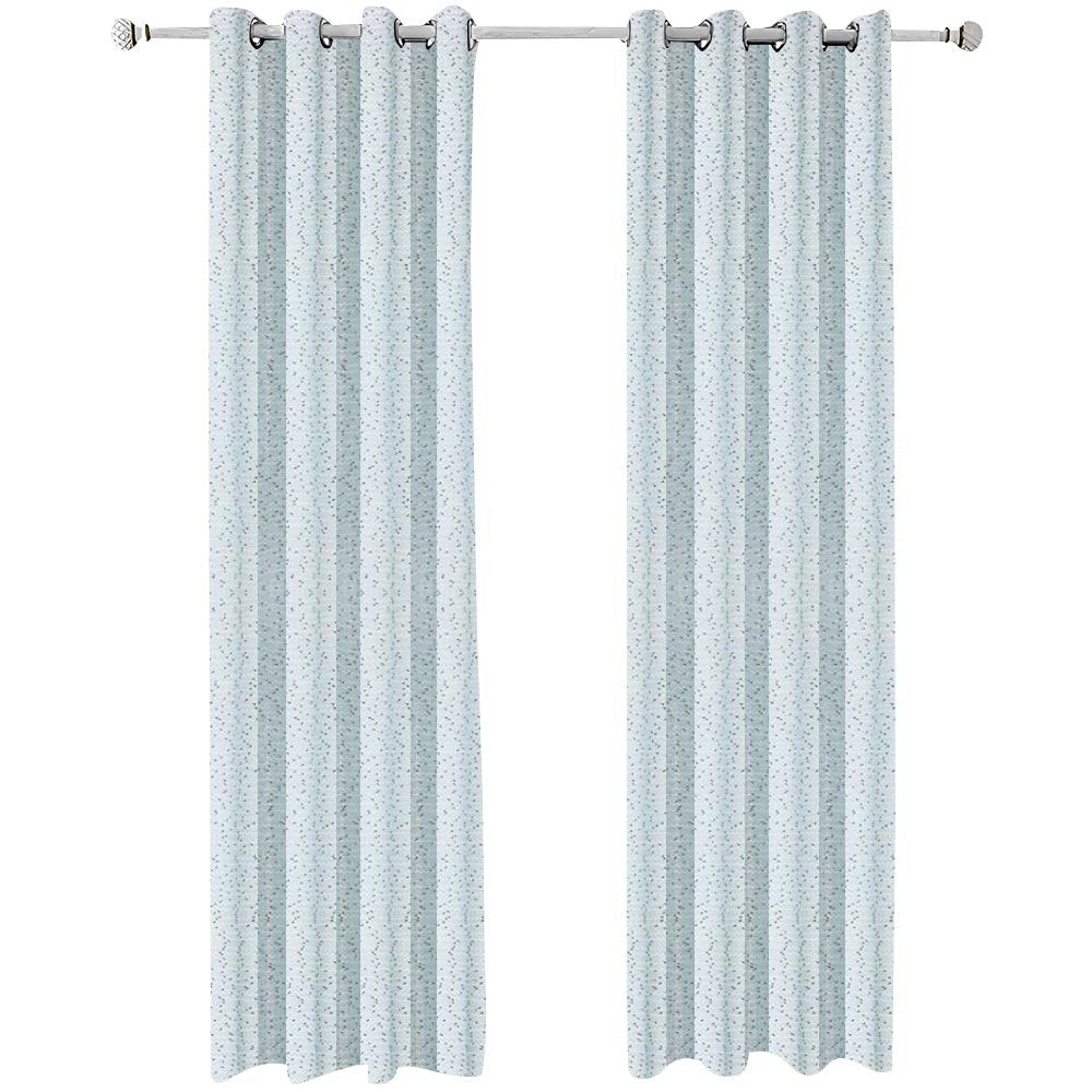 Anyhouz Curtains Blue Retro Style Texture Fashion Decor 100cm