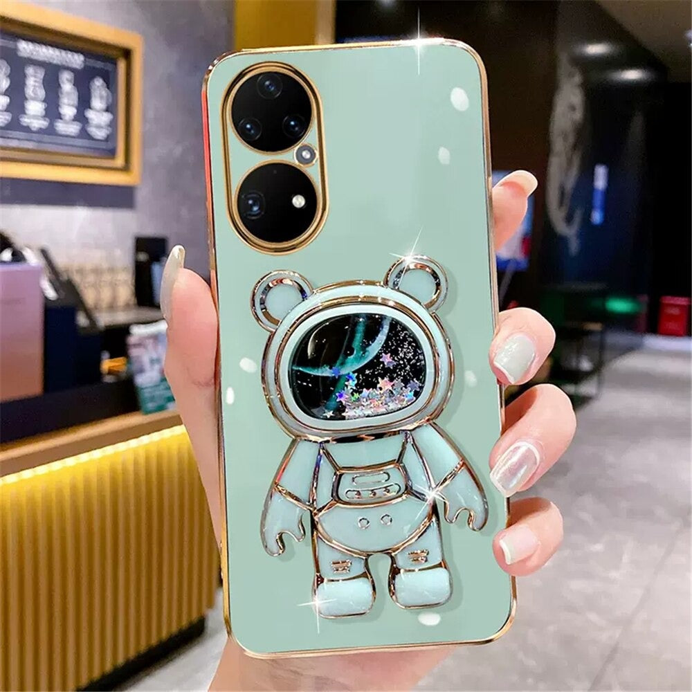 Anymob Huawei Case Cute Sky Blue Quicksand Astronaut Design Phone Cover