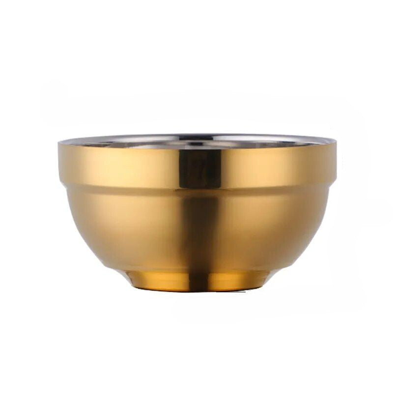 Anygleam Gold 5Pcs Big Stainless Steel Rice Bowl Single Anti-Scalding Layer Cooking Utensil