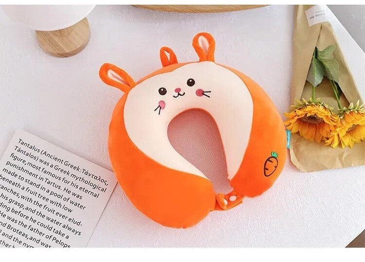 Anypack Neck Pillow Orange 28x30cm Cartoon Memory Cotton U-shaped Soft Fluffy Comfortable Sleep Headrest