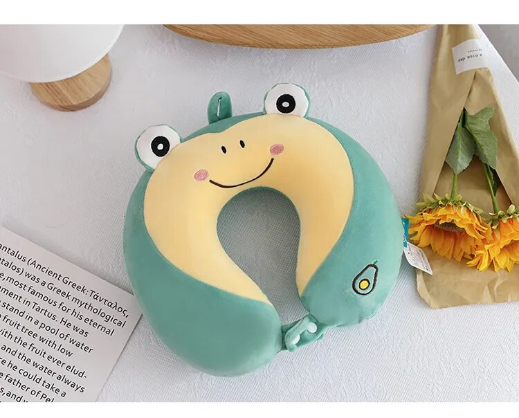 Anypack Neck Pillow Frog 28x30cm Cartoon Memory Cotton U-shaped Soft Fluffy Comfortable Sleep Headrest