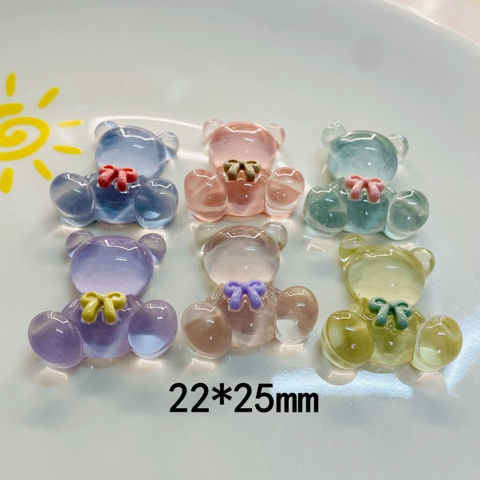 Anykidz 6pcs Crystal Sitting Bear Design Shoe Charm Accessories Jeans Clogs Pendant Pin Designer Ornament Jibbitz for Crocs
