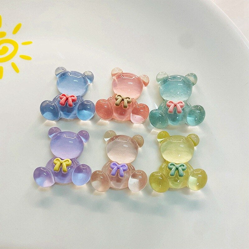 Anykidz 6pcs Crystal Sitting Bear Design Shoe Charm Accessories Jeans Clogs Pendant Pin Designer Ornament Jibbitz for Crocs