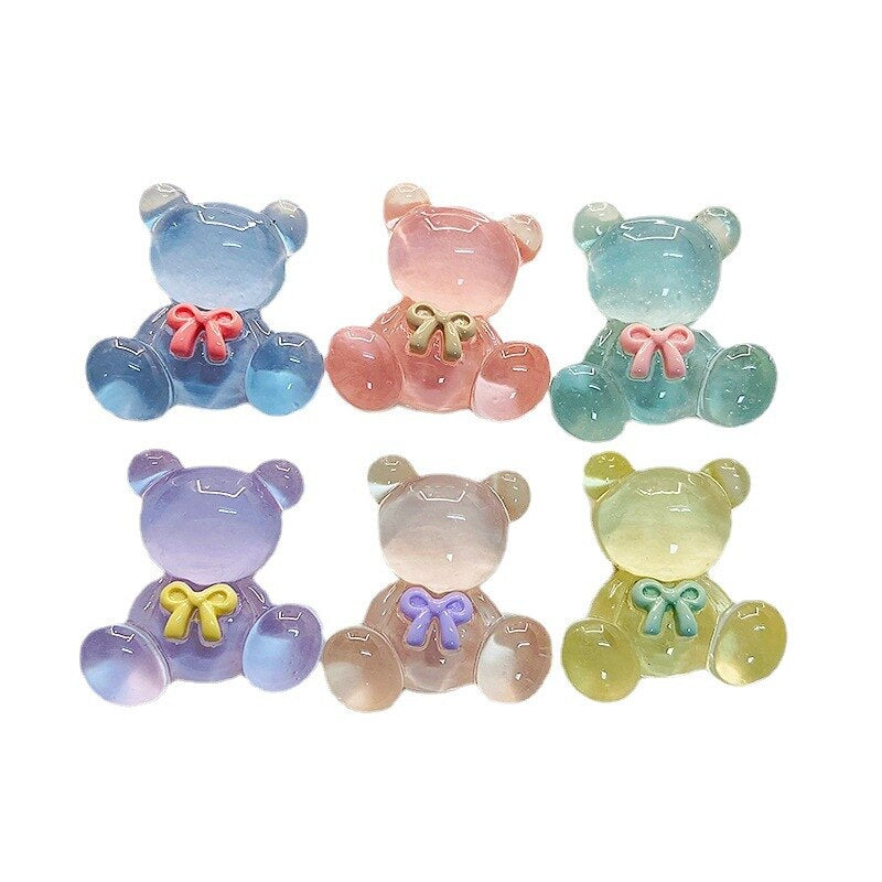 Anykidz 6pcs Crystal Sitting Bear Design Shoe Charm Accessories Jeans Clogs Pendant Pin Designer Ornament Jibbitz for Crocs