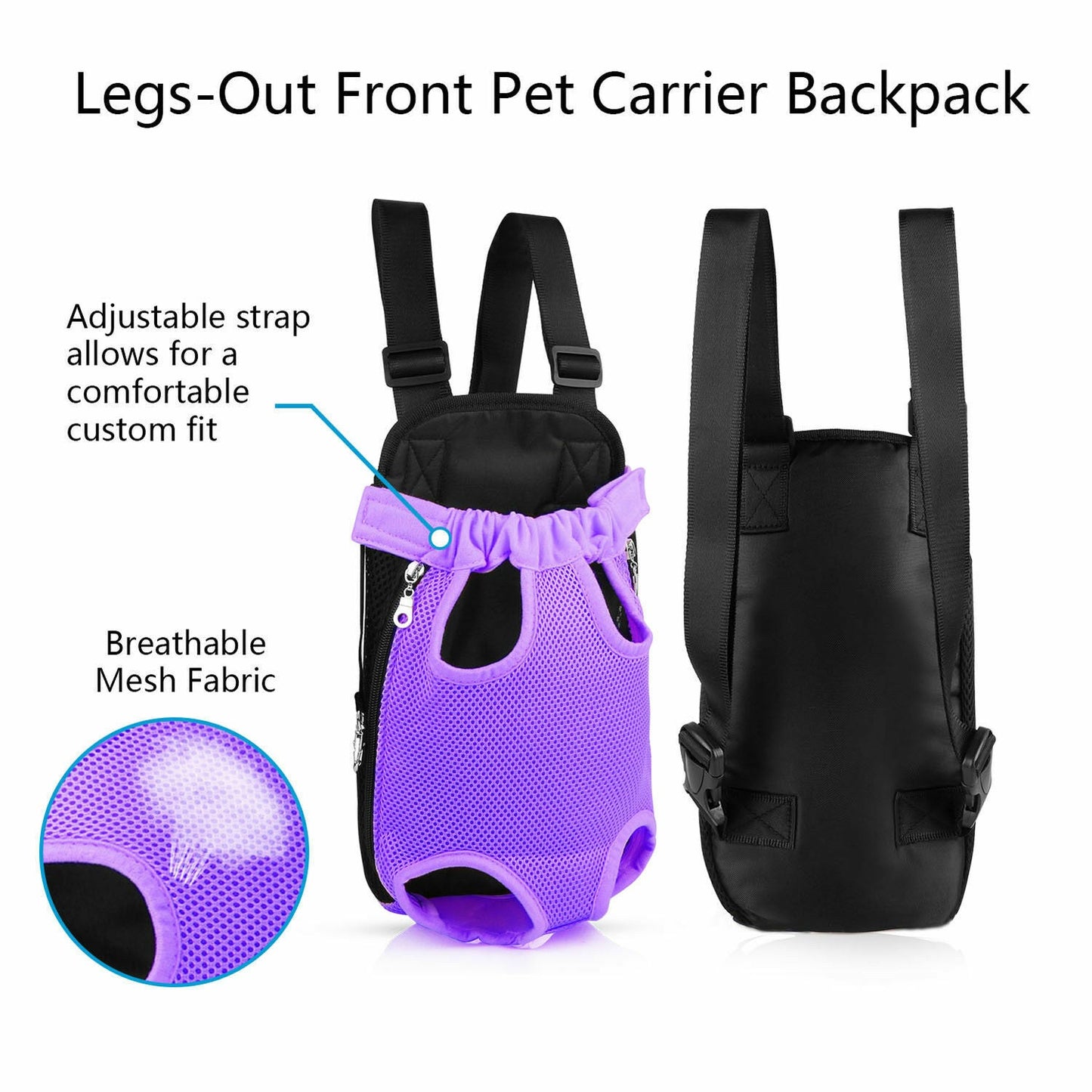 AnyWags Black Portable Dog Carrier with Breathable Hands-Free Pet Mesh and Strap Backpack 34cm